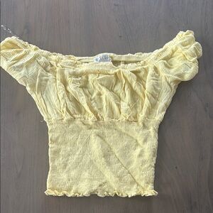 Revamped Light Yellow Off-Shoulder Blouse